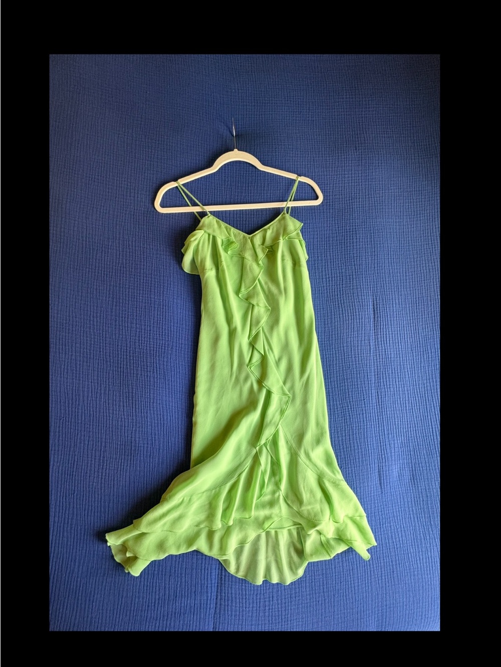 Express 100% Silk Lime Green Ruffle Slip Dress | Size 2